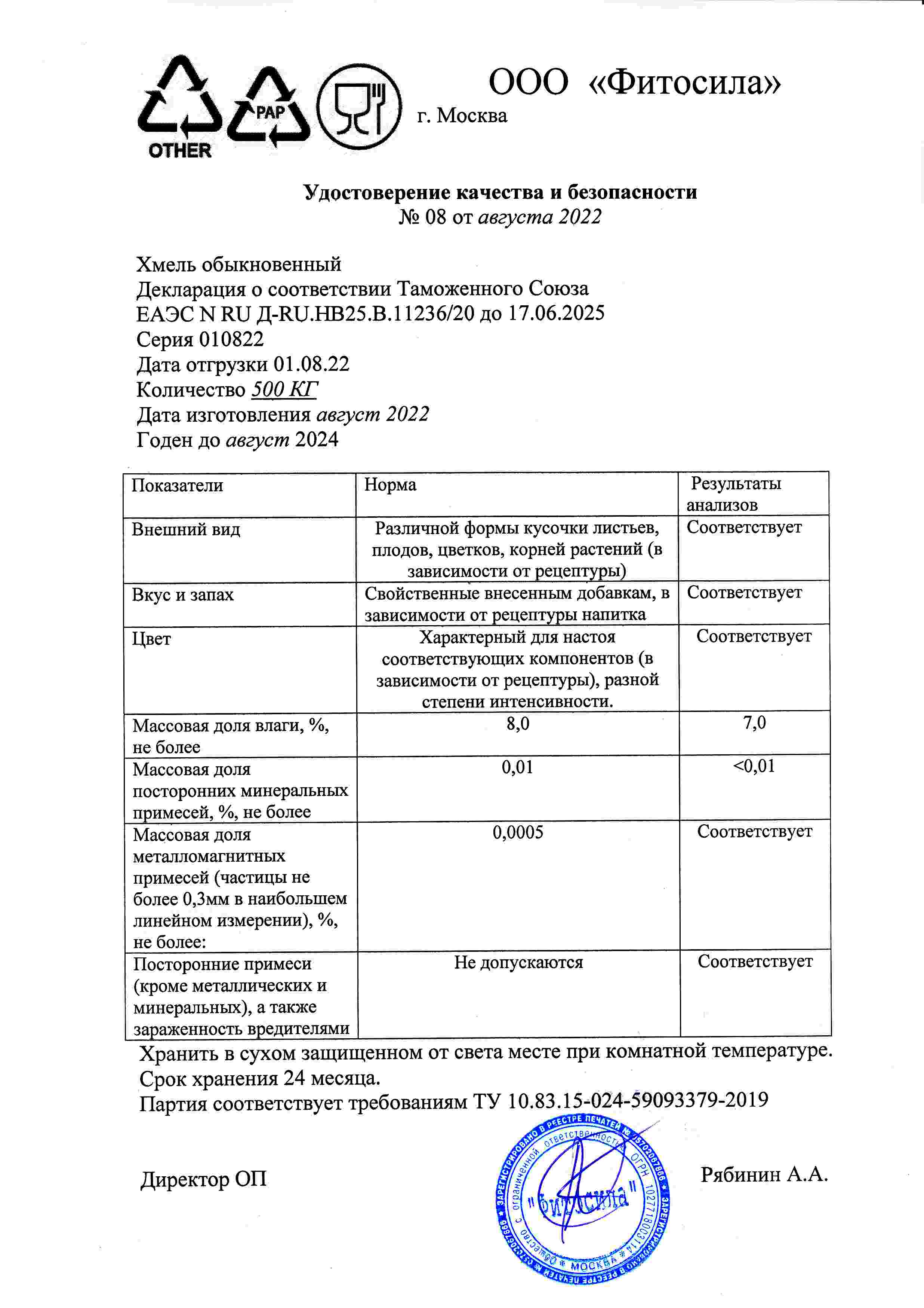 Паспорт №010822